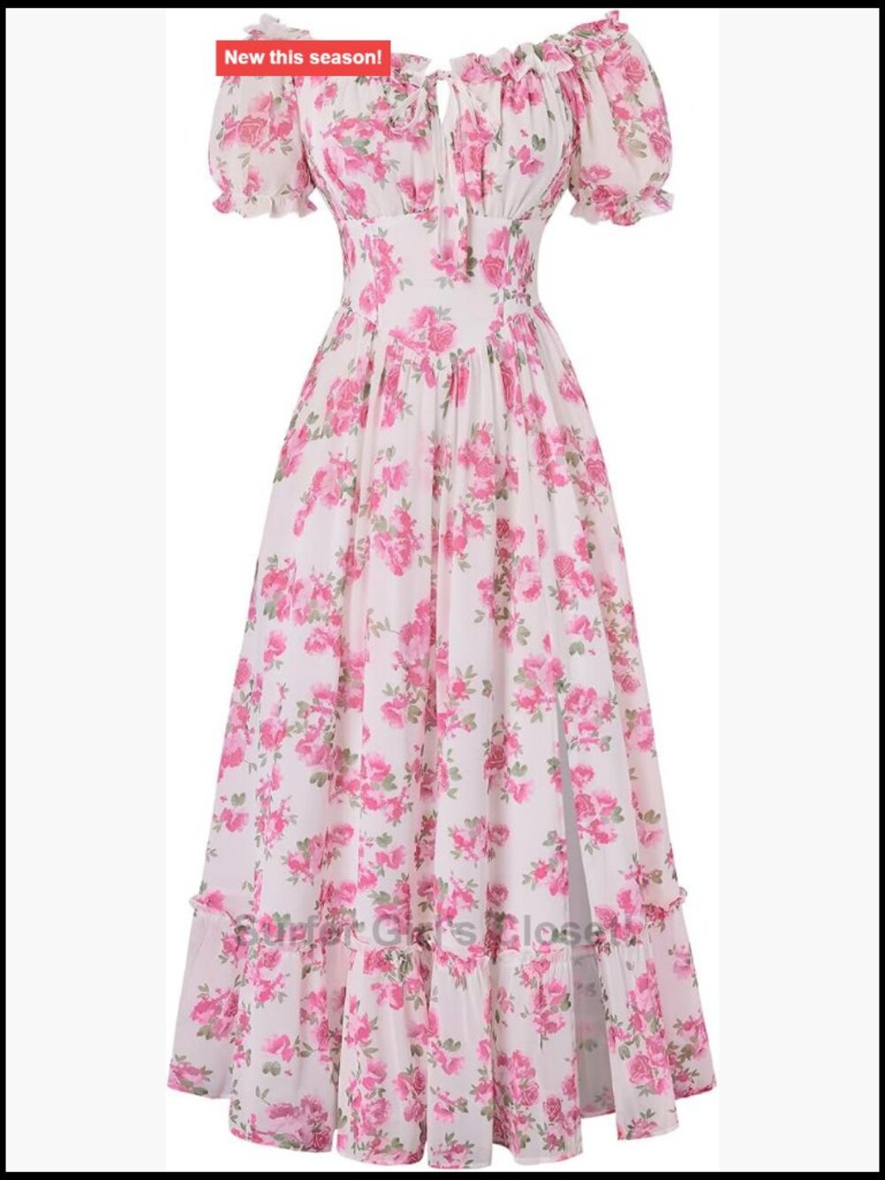 Floral Corset Dress Women Summer Cottagecore Flowy Midi Dress Puff Sleeve Off